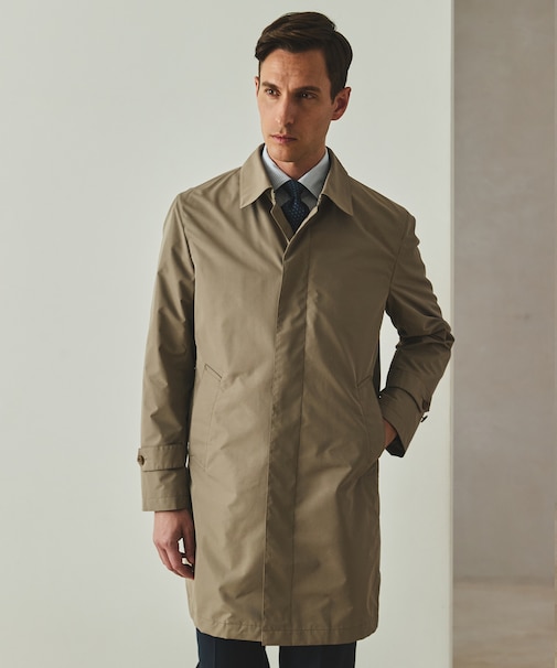 ダウンライナー装着可【半裏仕様】メランジシャンブレー ステンカラースプリングコート