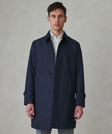 ダウンライナー装着可【半裏仕様】メランジシャンブレー ステンカラースプリングコート