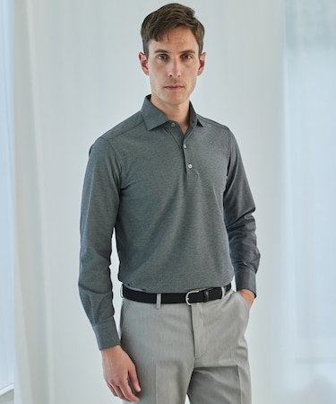 あのBIZポロが 長袖に【仕事で着られる】キレイめ 鹿の子 ビズポロシャツ_ロング