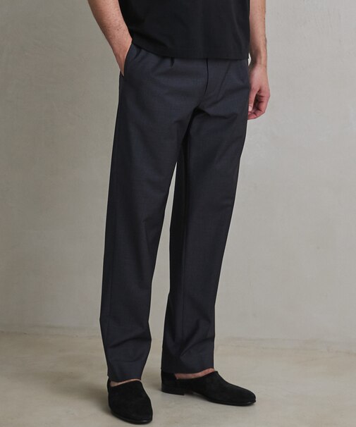 カジュアルセットアップ対応【洗える/ストレッチ】YUNSA リラックストラウザーズ