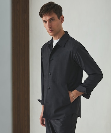 カジュアルセットアップ対応【洗える/ストレッチ】YUNSA シャツアウター