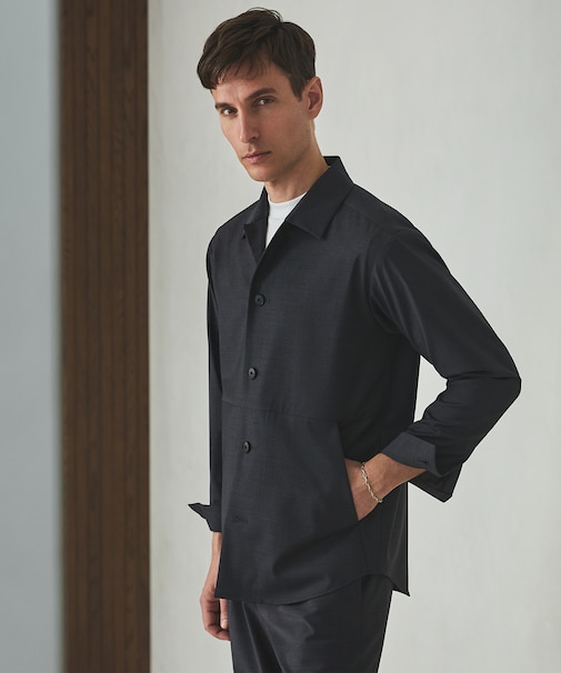 カジュアルセットアップ対応【洗える/ストレッチ】YUNSA シャツアウター