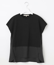 【洗える】ハイツイストコットンアセテート ニットコンビ プルオーバー