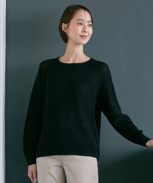 【XSサイズ~/洗える】リネンミドルゲージボートネック ニット