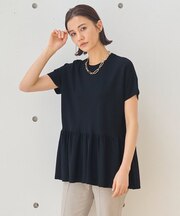 【XSサイズ~/洗える】クレープストレッチペプラム ニット