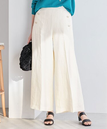 【XSサイズ~】ブライトリネンオックス ワイドパンツ