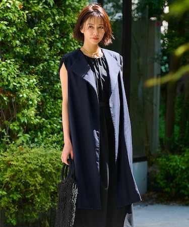 【洗える・XSサイズあり】テンセルリネンストレッチ ジレ