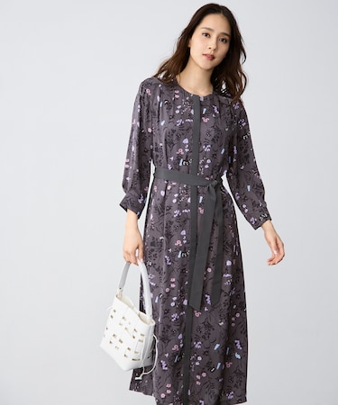 【WEB&一部店舗限定】ハーバルフロープリント8分袖 ワンピース