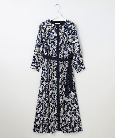 【WEB&一部店舗限定・新色追加・定番人気・着用動画あり】ハーバルフロープリント8分袖 ワンピース