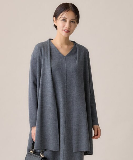 【洗える】ウールニットコンビジャージー ライトアウター
