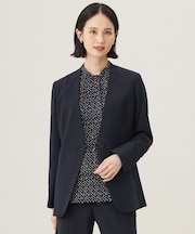 【セットアップ対応・洗える】ウールブレンドセットアップノーカラー ジャケット