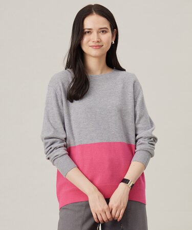 【洗える】セミウーステッドウールボートネック ニット