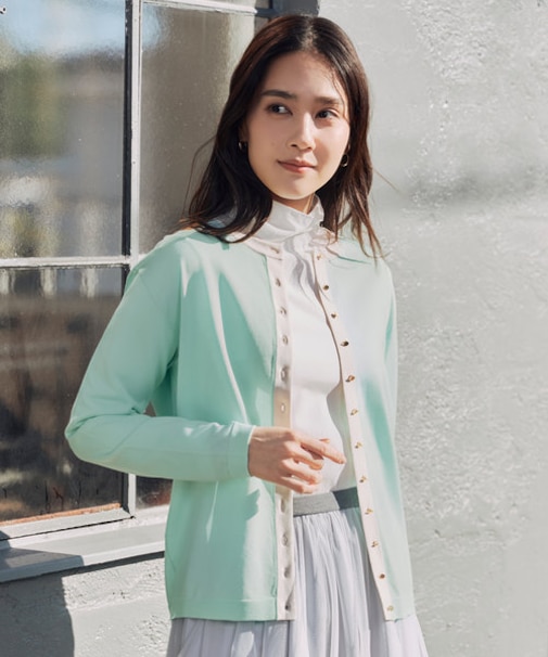 【アンサンブル対応・洗える】シャインハイゲージ カーディガン