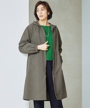 【撥水加工・UVケア・洗える】ライトグログランフーデッド コート