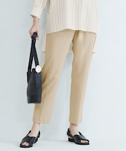 【洗える】ライトフィールジャージータックテーパード パンツ