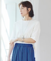 【接触冷感・UVカット・WEB限定カラーあり】クレープストレッチプルオーバー ニット