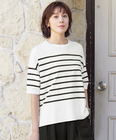 【接触冷感・UVカット・WEB限定カラーあり】クレープストレッチプルオーバー ニット