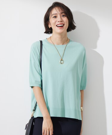 【接触冷感・UVカット・WEB限定カラーあり】クレープストレッチプルオーバー ニット