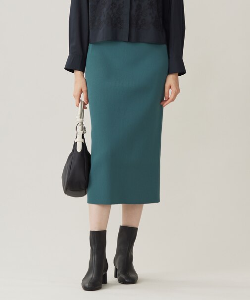 【洗える】リブストレッチタイト スカート