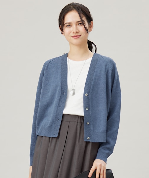 【洗える】ペーパーブレンドショート カーディガン