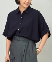 【接触冷感・UVケア・抗菌防臭・洗える】リヨセルポプリン ブラウス
