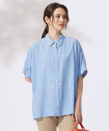 【接触冷感・UVケア・抗菌防臭・洗える】リヨセルポプリン ブラウス