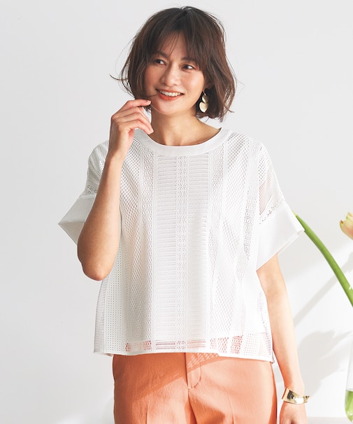 【カタログ掲載・洗える】レースエッジ Tシャツ&タンクトップセット トップス