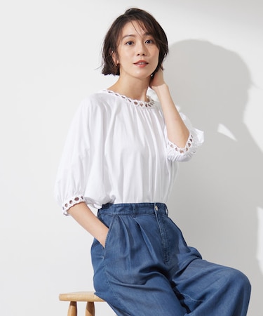 【洗える】コード刺繍 カットソー