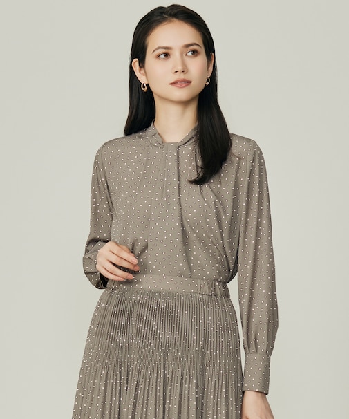 【セットアップ対応・洗える】ライトサテン ブラウス