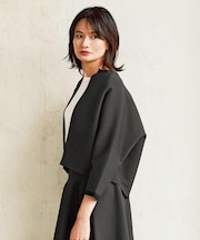 【洗える】ポリエステルホールガーメントボレロ ニット