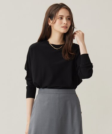 【WEB限定カラーあり・洗える】レーヨンストレッチ ニットT