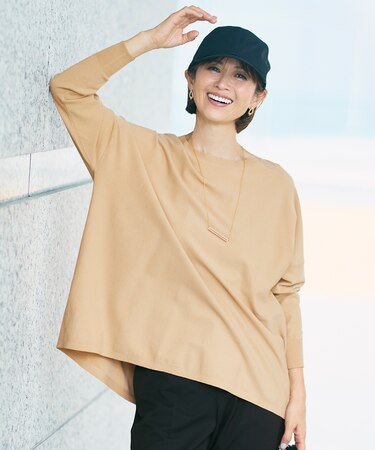 【WEB限定カラーあり】レーヨンストレッチ ニットT