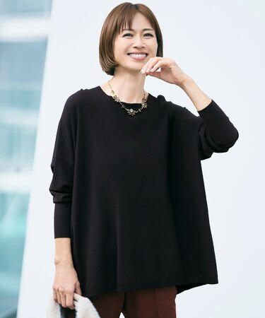 【WEB限定カラーあり】レーヨンストレッチ ニットT