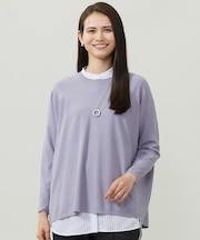 【WEB限定カラーあり・洗える】レーヨンストレッチ ニットT