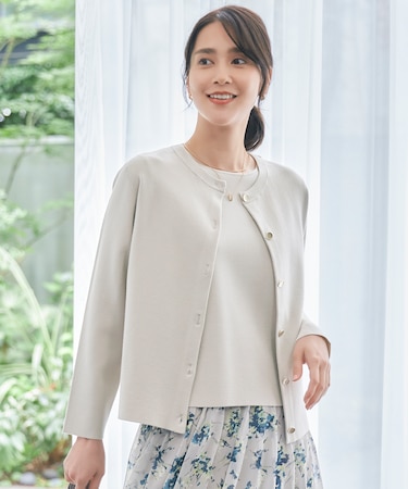 【アンサンブル対応・洗える】レーヨンストレッチ カーディガン
