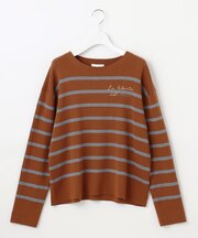 【洗える】コットンウールハイゲージボーダー ニット