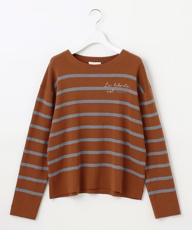 【洗える】コットンウールハイゲージボーダー ニット