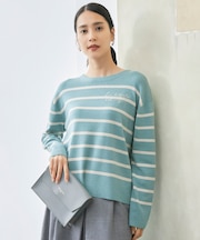 【洗える】コットンウールハイゲージボーダー ニット