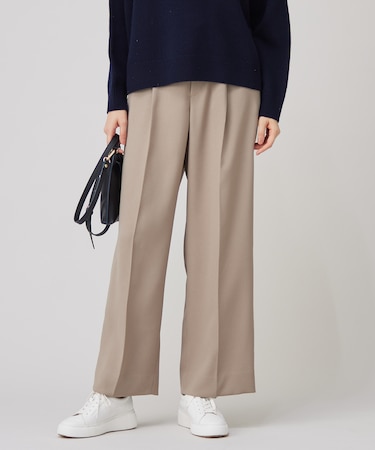 【洗える】ツイステッドダブルクロスワイドストレート パンツ