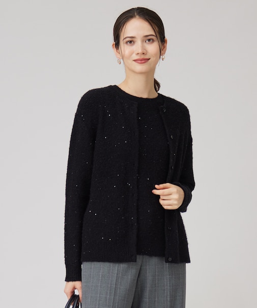 【アンサンブル対応・洗える】スパンコールニット カーディガン