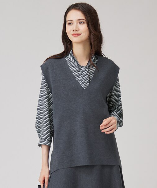 【セットアップ対応・洗える】ウールミラノニット ベスト