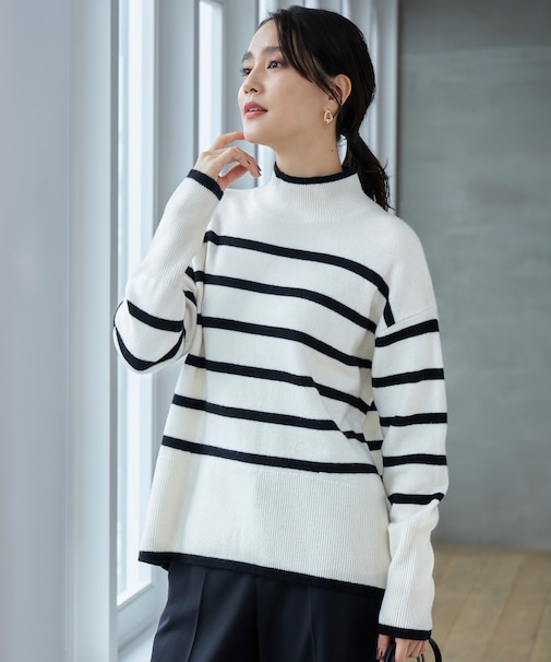 【WEB限定カラーあり・洗える】ウールカシミヤブレンドハイネック ニット
