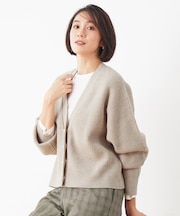 【洗える】ウールカシミヤブレンドラメスパンコールニット カーディガン