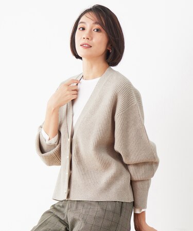 【洗える】ウールカシミヤブレンドラメスパンコールニット カーディガン