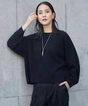 【洗える】ウールカシミヤブレンドラメスパンコールクルーネック ニット