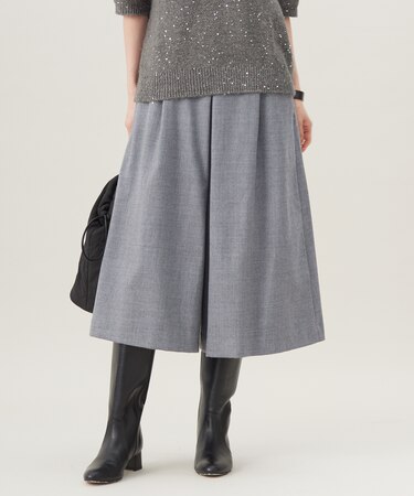 【洗える】ウォッシャブルウールサキソニーキュロット パンツ