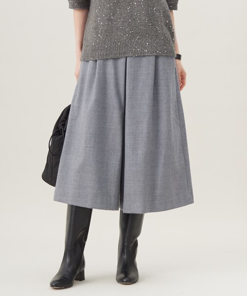 【洗える】ウォッシャブルウールサキソニーキュロット パンツ
