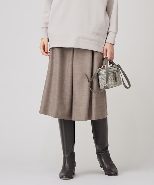 【洗える】ウォッシャブルウールサキソニーキュロット パンツ