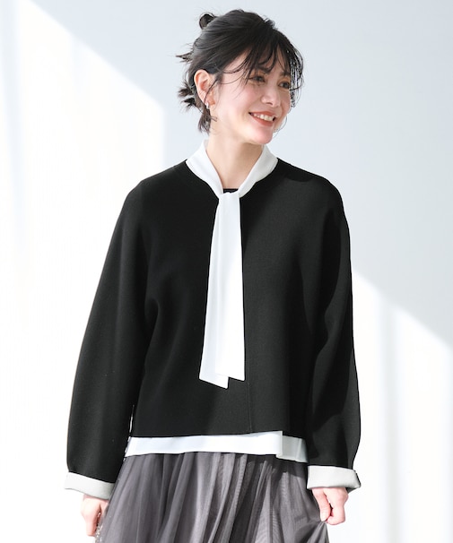 【セットアップ対応・洗える】レーヨンストレッチプルオーバー ニット