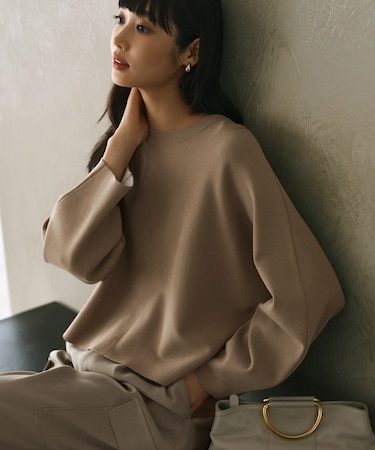 【セットアップ対応・洗える】レーヨンストレッチプルオーバー ニット